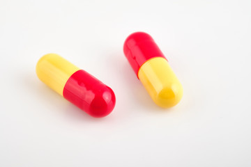 Colored pills medical in capsules shape
