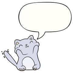 very happy cute cartoon cat  and speech bubble