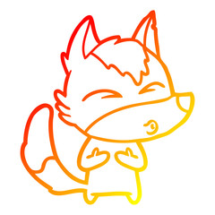 warm gradient line drawing cartoon wolf whistling