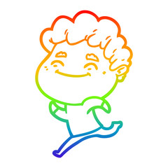 rainbow gradient line drawing cartoon friendly man