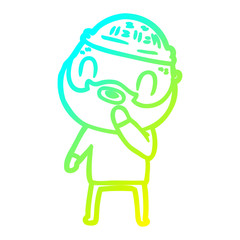 cold gradient line drawing cartoon bearded man