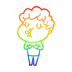 rainbow gradient line drawing cartoon man singing
