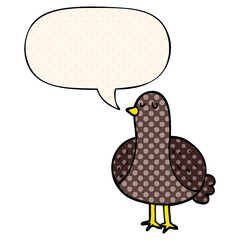 cartoon bird and speech bubble in comic book style