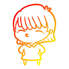 warm gradient line drawing cartoon woman