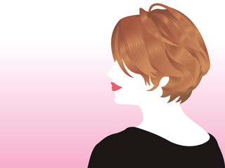 Fototapeta premium side of girl short hair black dress vector illustration isolated