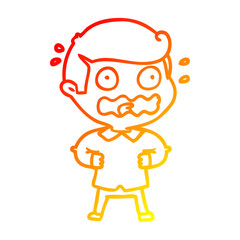 warm gradient line drawing cartoon man totally stressed out