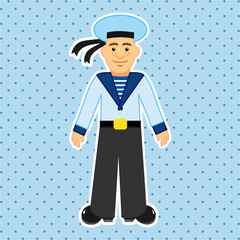 Sailor in Russian naval military uniform. Educational game for children. Cartoon vector illustration