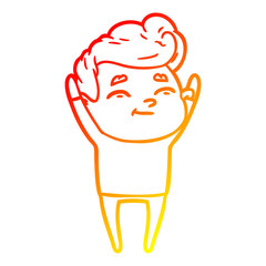 warm gradient line drawing happy cartoon man