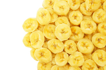Banana fruit slices isolated on white