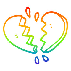 rainbow gradient line drawing cartoon broken heart