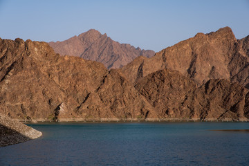 Fototapeta na wymiar Hatta Dam and lake in United Arab Emirates