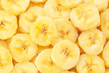 Banana fruit slices close up