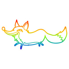 rainbow gradient line drawing cute cartoon sly fox