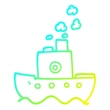 recommend clip art: cold gradient line drawing cartoon steam boat