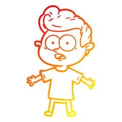 warm gradient line drawing cartoon staring man