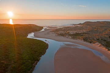 Aerial from Amoreira beach on the westcoast in Portugal