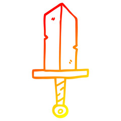 warm gradient line drawing cartoon golden dagger