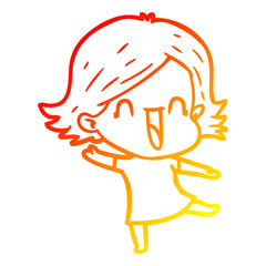 warm gradient line drawing cartoon laughing woman