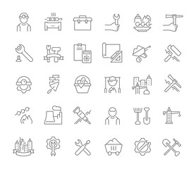 Set Vector Line Icons of Labor Day