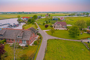 Fototapeta na wymiar Aerial from the village Zevenhuizen in the countryside from the Netherlands