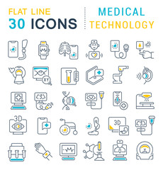 Set Vector Line Icons of Medical Technology