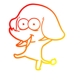 Obraz premium warm gradient line drawing happy cartoon elephant