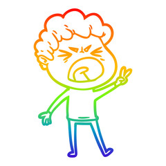 rainbow gradient line drawing cartoon furious man