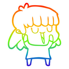 rainbow gradient line drawing cartoon woman