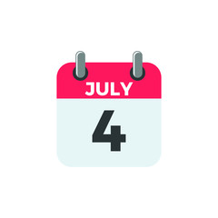 Modern Fourth Of July United States Independence Day Celebration Flag Calendar Icon Blue and Red Grey Color For Personal and all Business Company with High end Look