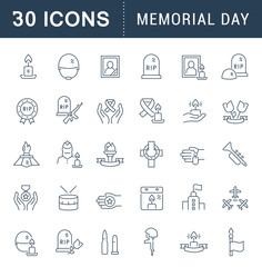 Set Vector Line Icons of Memorial Day