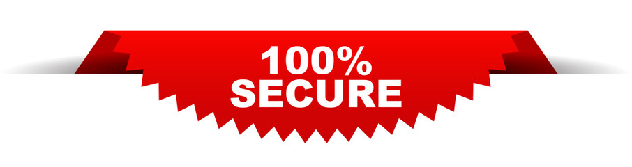 red vector banner 100% secure