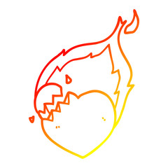 warm gradient line drawing cartoon flaming heart