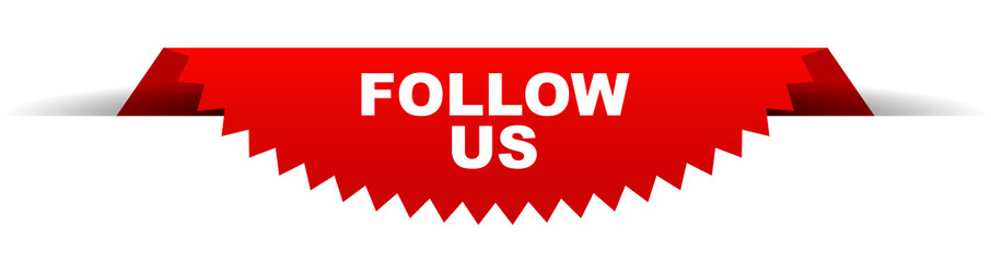 red vector banner follow us