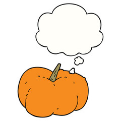 cartoon pumpkin squash and thought bubble