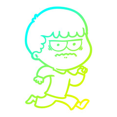 cold gradient line drawing cartoon angry man