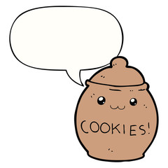 cartoon cookie jar and speech bubble