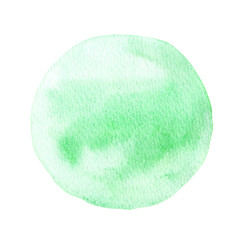 Hand drawn green watercolor blurred circle isolated on white background. Element for wrap, wallpaper, website, decor, card