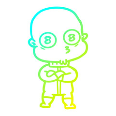 cold gradient line drawing cartoon weird bald spaceman