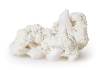 Cauliflowers isolated on white background with clipping path