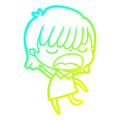 Obraz premium cold gradient line drawing cartoon woman talking loudly