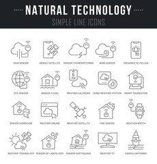 Set Vector Line Icons of Natural Technology