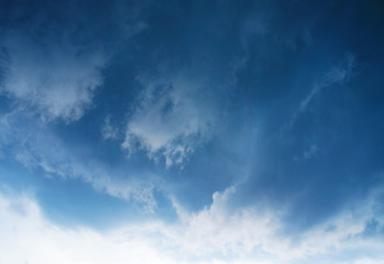 Gloomy scary rain clouds in the blue sky.