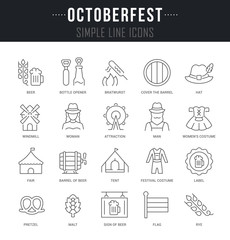 Set Vector Line Icons of Octoberfest