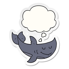 cartoon shark and thought bubble as a printed sticker
