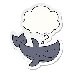 Foto op Canvas cartoon shark and thought bubble as a printed sticker © lineartestpilot