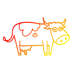 warm gradient line drawing cartoon farm cow