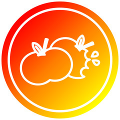 bitten apples circular in hot gradient spectrum