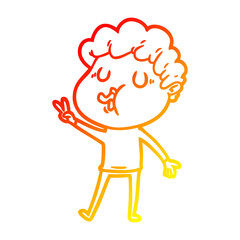 warm gradient line drawing cartoon man singing