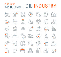 Set Vector Line Icons of Oil Industry