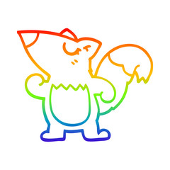 rainbow gradient line drawing cartoon squirrel